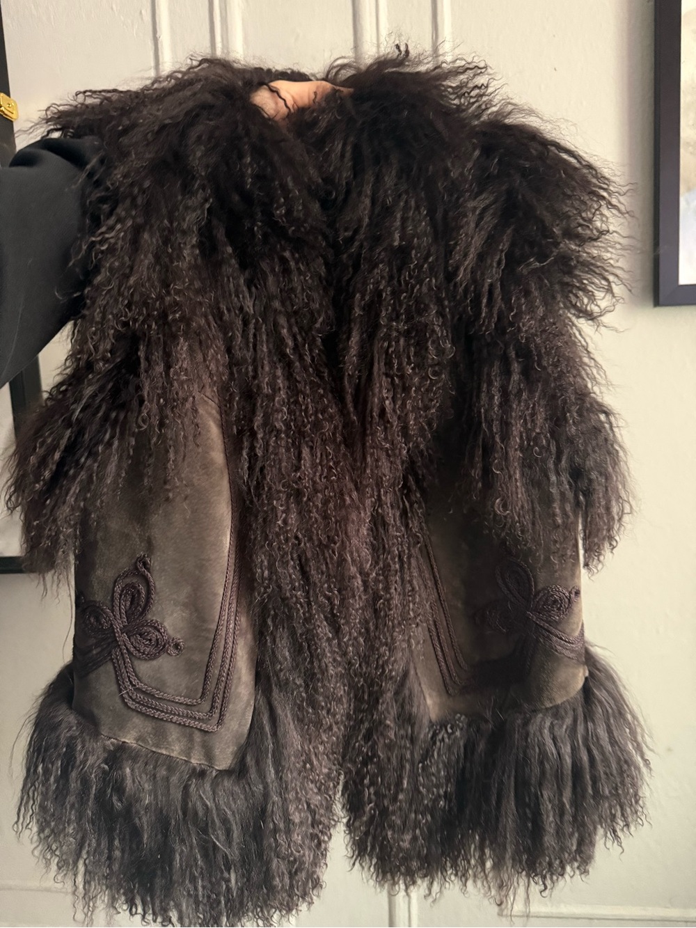Vintage Boho Style Fur/Leather Vest - 100% Leather 100% Goat Fur